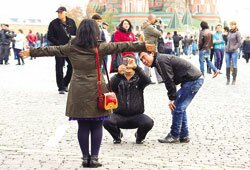 Зимняя Москва, туристы из Китая